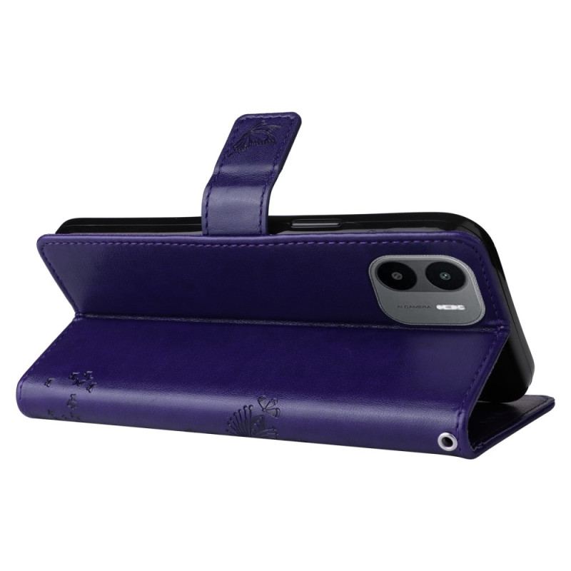 Capa Folio Para Xiaomi Redmi A1 De Cordão Árvore E Gato Strappy