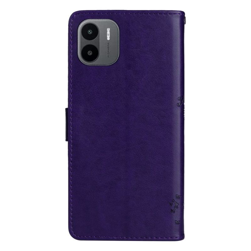 Capa Folio Para Xiaomi Redmi A1 De Cordão Árvore E Gato Strappy