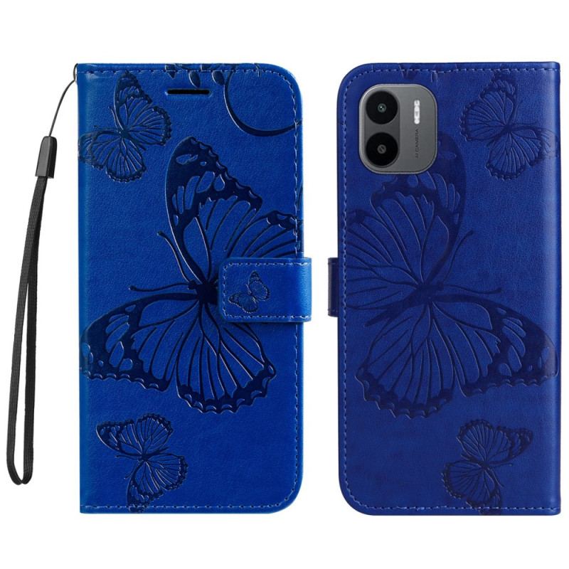 Capa Folio Para Xiaomi Redmi A1 De Cordão Borboletas Gigantes