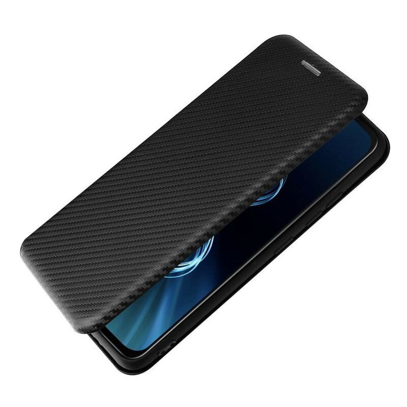 Capa De Celular Para Asus Zenfone 8 Flip Fibra De Carbono Com Anel De Suporte