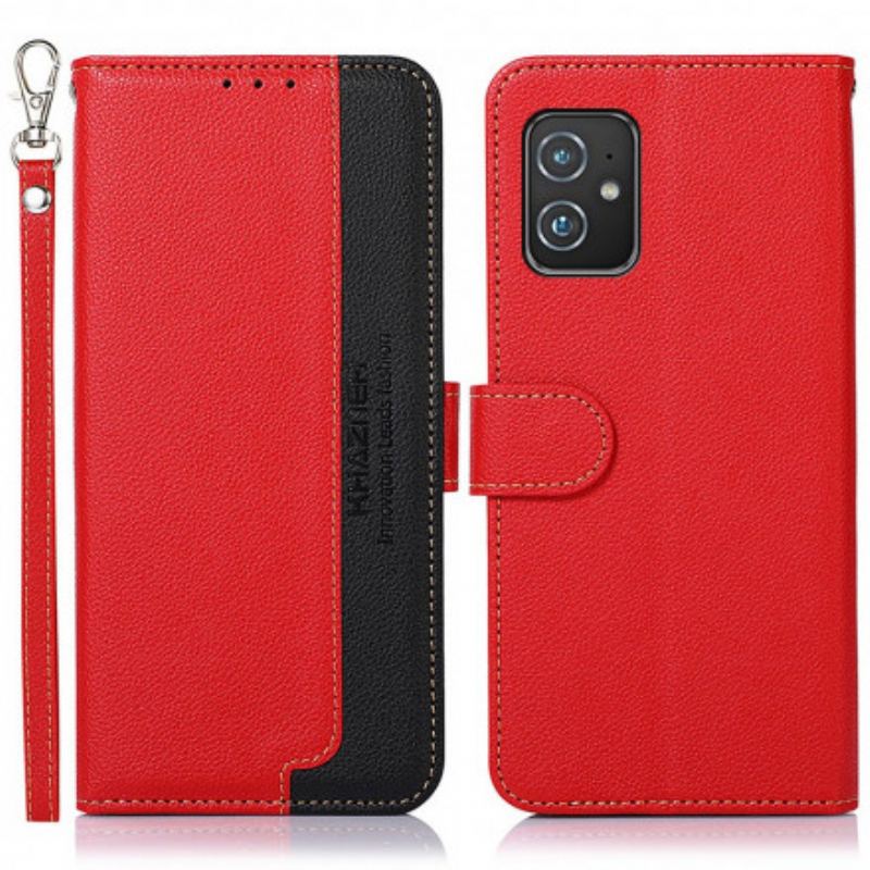 Capa De Couro Para Asus Zenfone 8 Estilo Lichia Rfid Khazneh