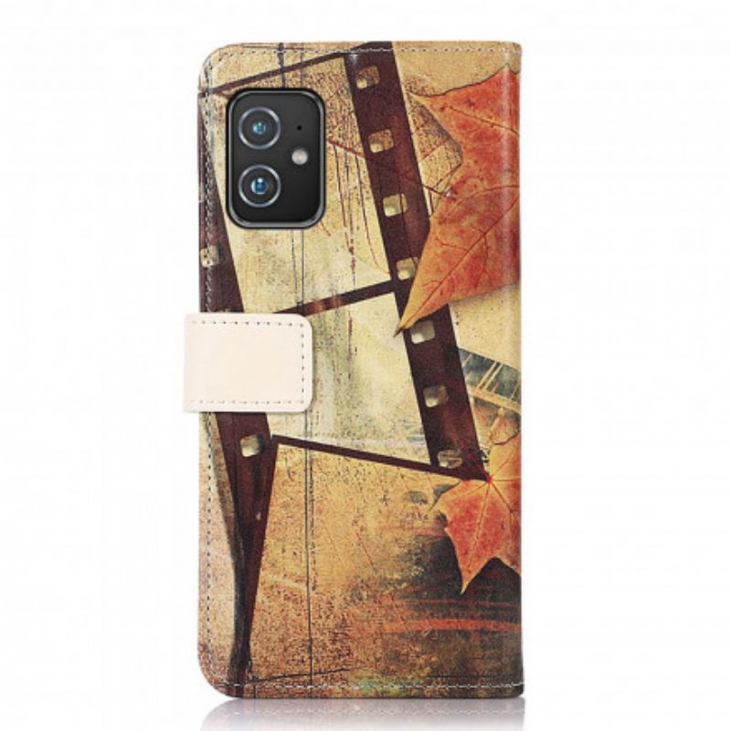 Capa De Couro Para Asus Zenfone 8 Torre Eiffel No Outono