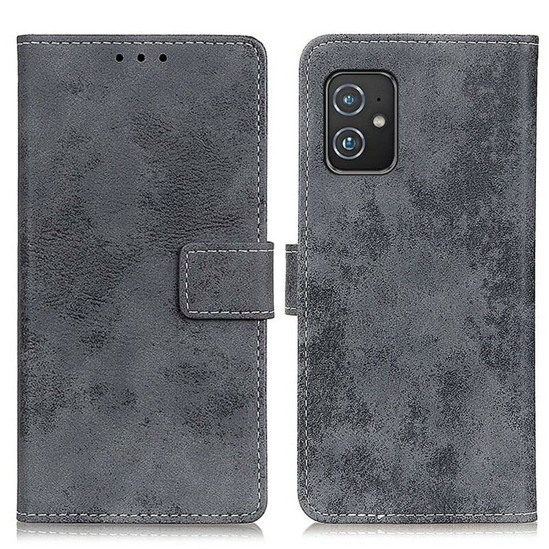 Capa Folio Para Asus Zenfone 8 Couro Falso Vintage