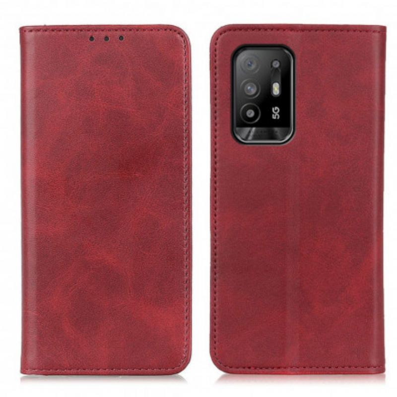 Capa De Celular Para Oppo A94 5G Flip Couro Rachado Elegância