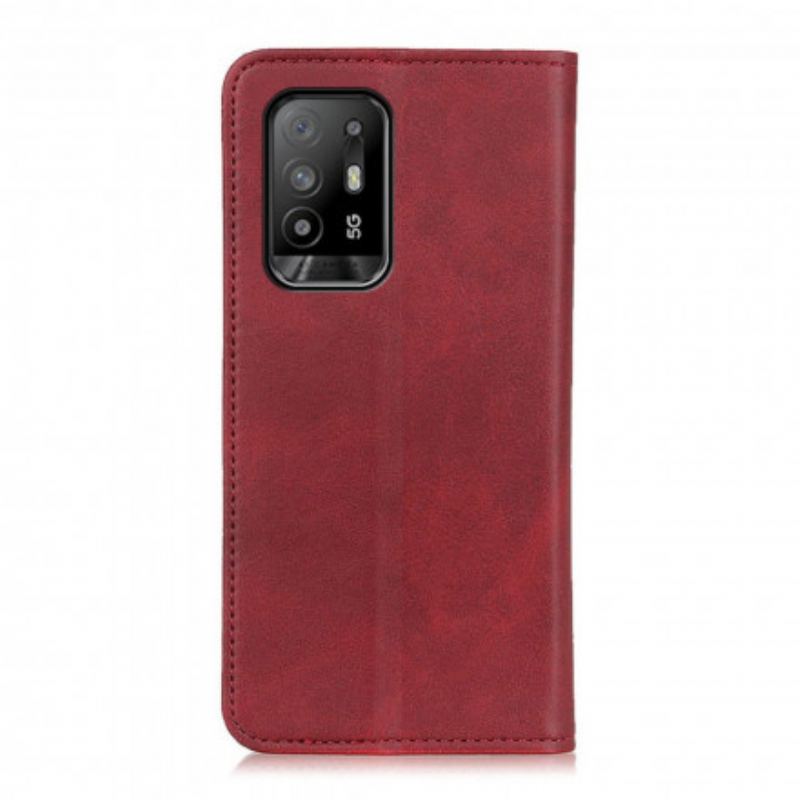 Capa De Celular Para Oppo A94 5G Flip Couro Rachado Elegância