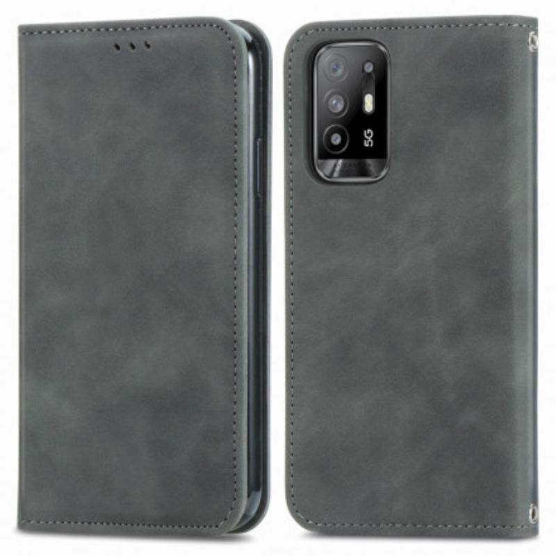 Capa De Celular Para Oppo A94 5G Flip Toque De Pele