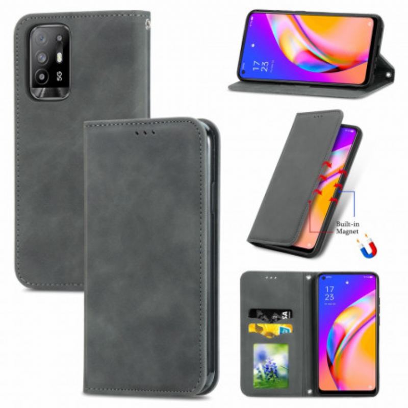 Capa De Celular Para Oppo A94 5G Flip Toque De Pele