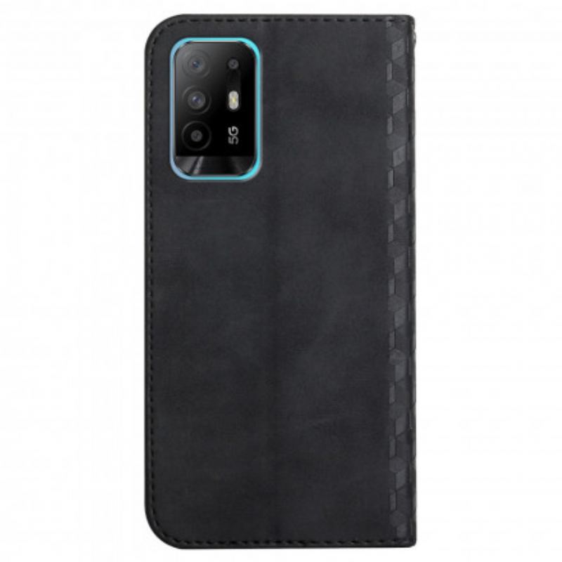 Capa De Celular Para Oppo A94 5G Flip Toque De Pele Estilo Cúbico