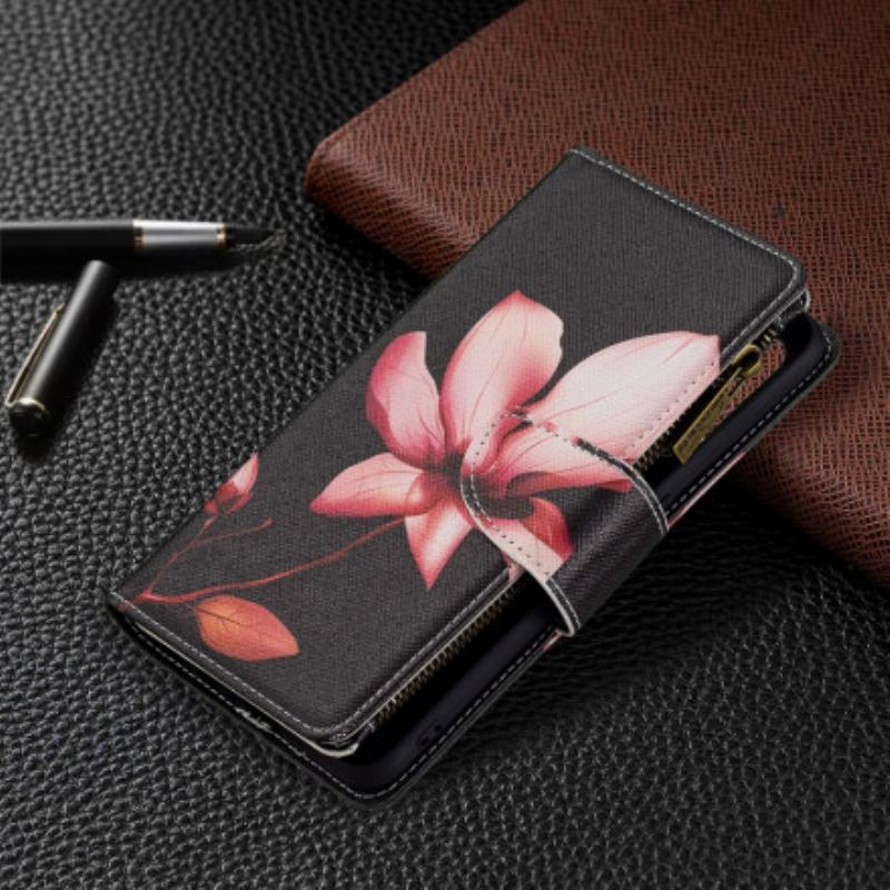 Capa De Couro Para Oppo A94 5G Bolso Com Zíper Flor