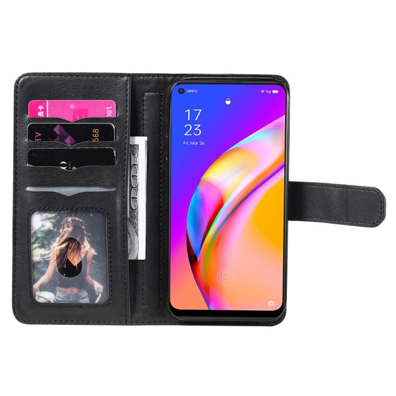 Capa De Couro Para Oppo A94 5G Titular De Cartão De Couro Sintético