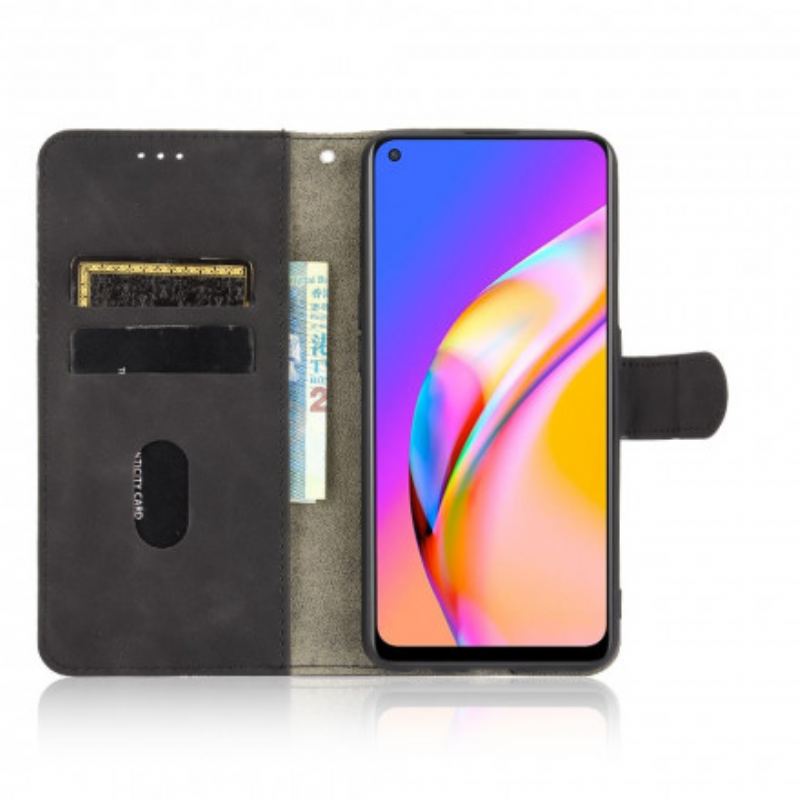 Capa De Couro Para Oppo A94 5G Toque De Pele