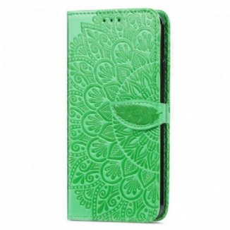 Capa Em Pele Para Oppo A94 5G Folhas Tribais