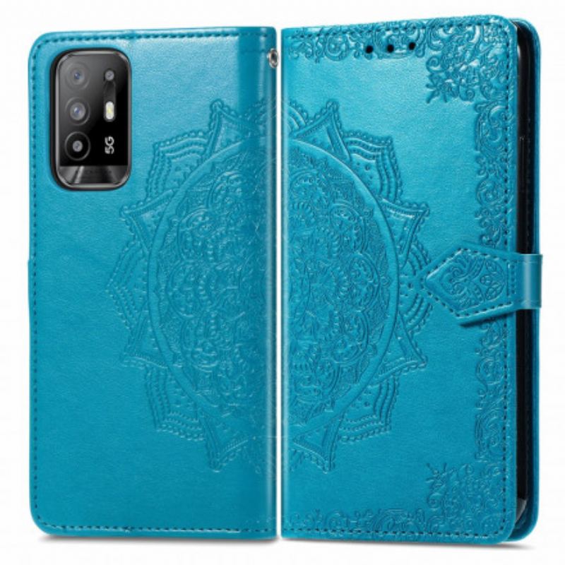 Capa Em Pele Para Oppo A94 5G Mandala Idade Média