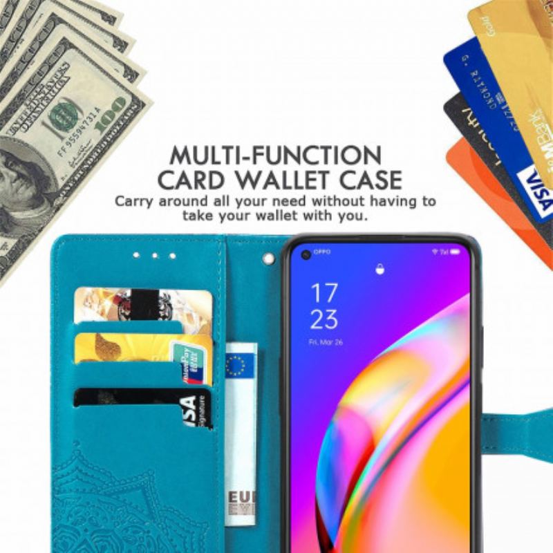 Capa Em Pele Para Oppo A94 5G Mandala Idade Média