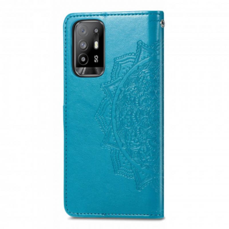 Capa Em Pele Para Oppo A94 5G Mandala Idade Média