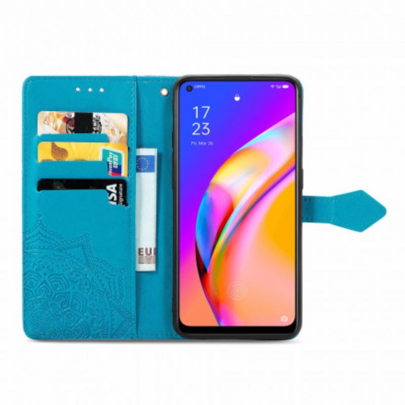 Capa Em Pele Para Oppo A94 5G Mandala Idade Média