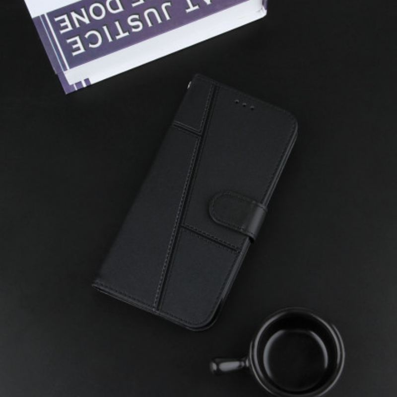 Capa Flip Para Oppo A94 5G De Cordão Strappy Geo Leather Effect