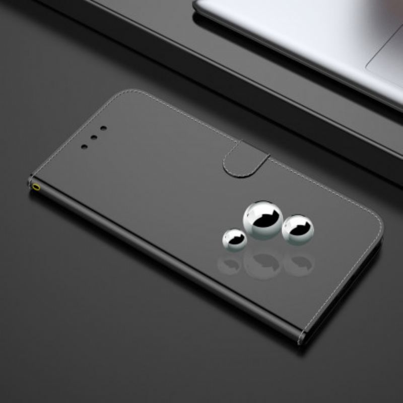 Capa Flip Para Oppo A94 5G Capa De Espelho De Couro Sintético