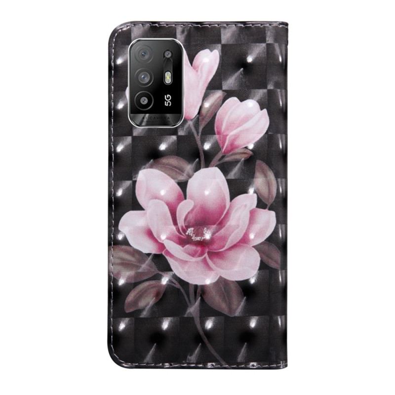 Capa Flip Para Oppo A94 5G Flores Com Cordão