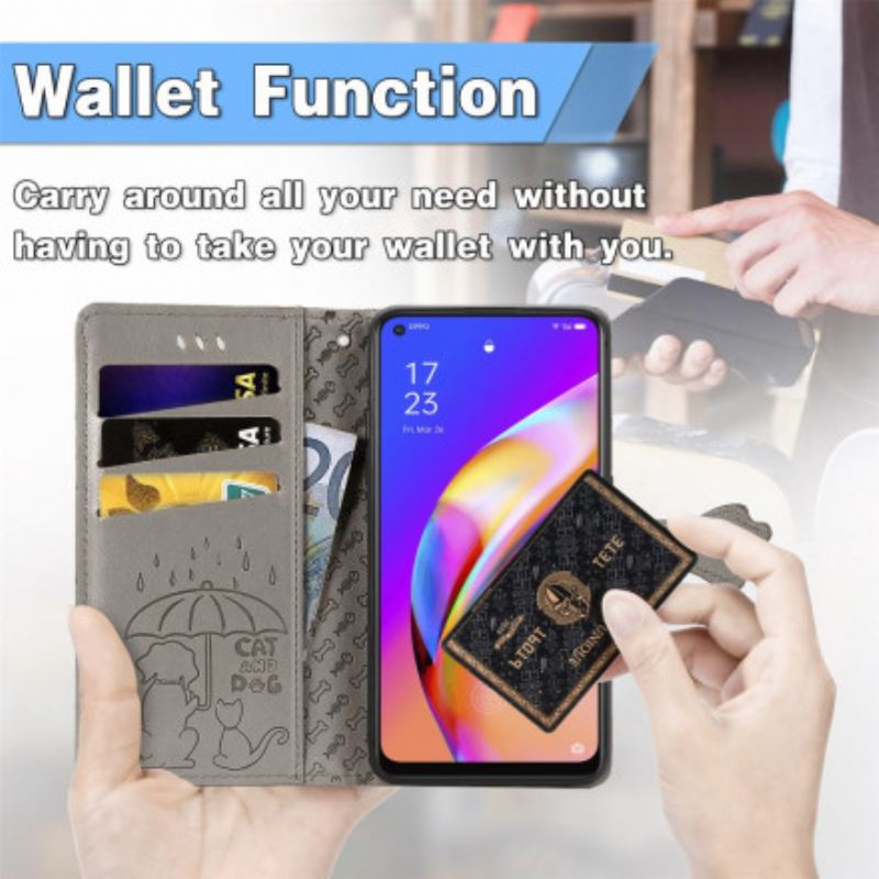 Capa Folio Para Oppo A94 5G Animais Animados