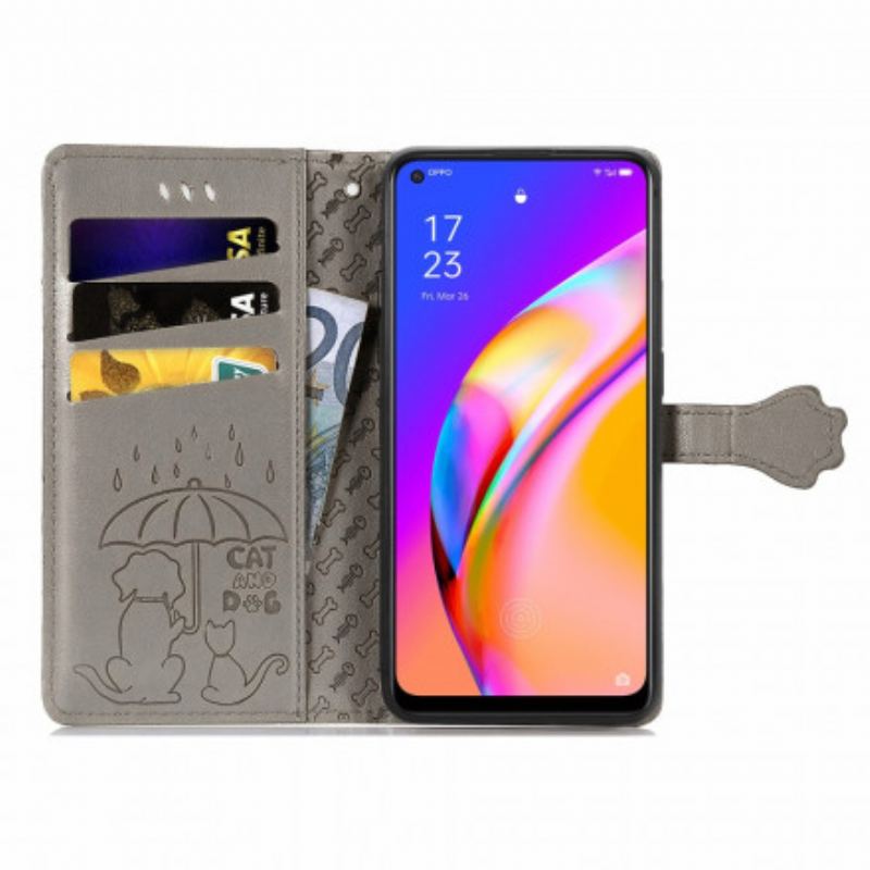 Capa Folio Para Oppo A94 5G Animais Animados