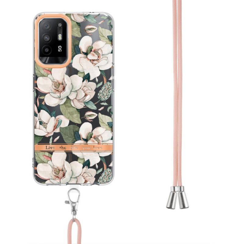 Capa Para Oppo A94 5G De celular Com Cordão De Flor