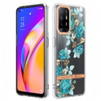 Capa Para Oppo A94 5G Flores Azuis Sem Costura