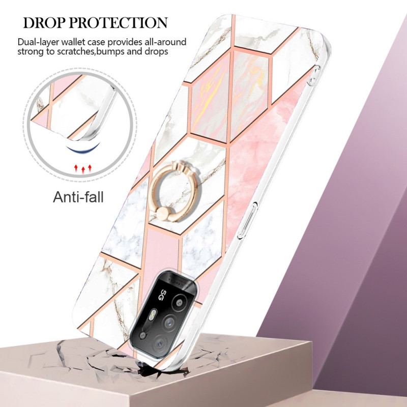 Capa Para Oppo A94 5G Mármore Geométrico Com Anel