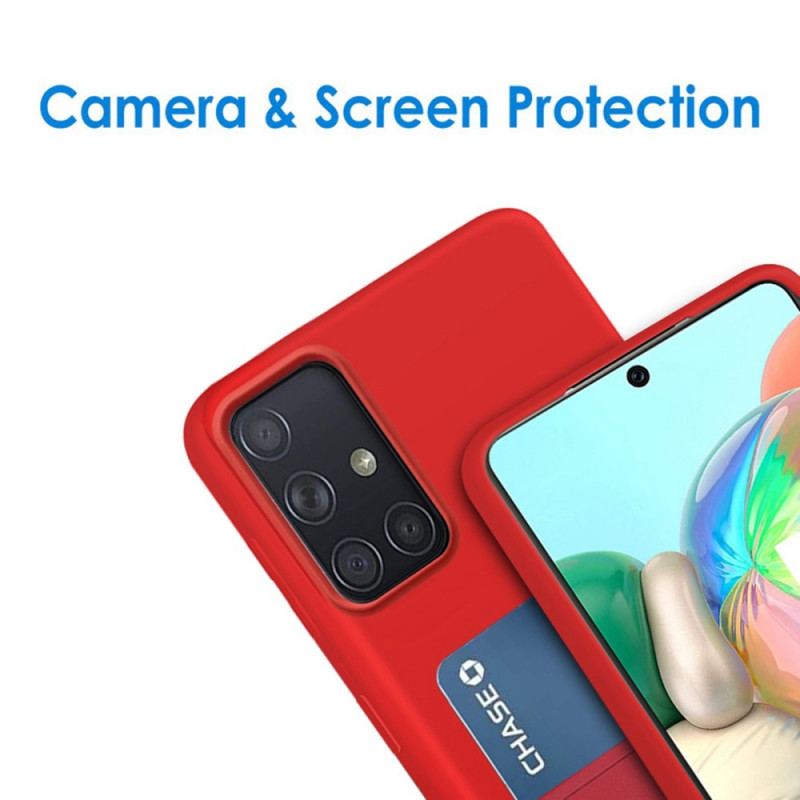 Capa Para Samsung Galaxy A71 5G Titular De Cartão De Silicone Líquido