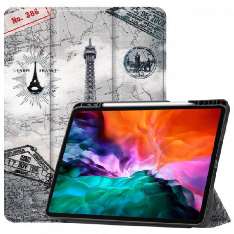 Capa De Celular Para iPad Pro 12.9" (2022) Suporte Para Caneta Torre Eiffel