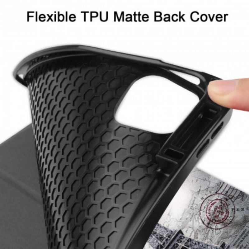 Capa De Celular Para iPad Pro 12.9" (2022) Suporte Para Caneta Torre Eiffel