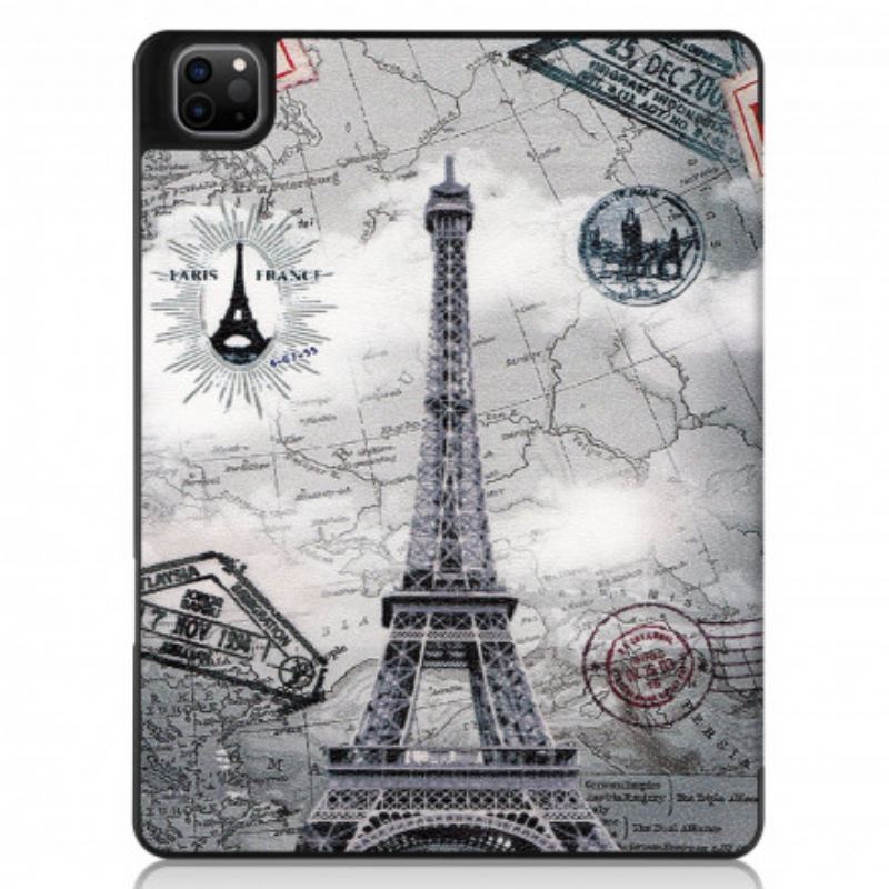 Capa De Celular Para iPad Pro 12.9" (2022) Suporte Para Caneta Torre Eiffel