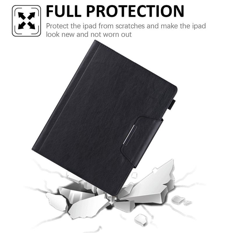 Capa De Couro Para iPad Pro 12.9" (2022) Fecho De Prata De Couro Falso