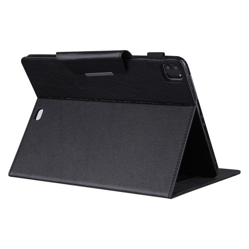 Capa De Couro Para iPad Pro 12.9" (2022) Fecho De Prata De Couro Falso