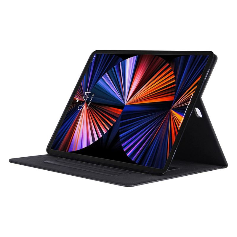 Capa De Couro Para iPad Pro 12.9" (2022) Fecho De Prata De Couro Falso