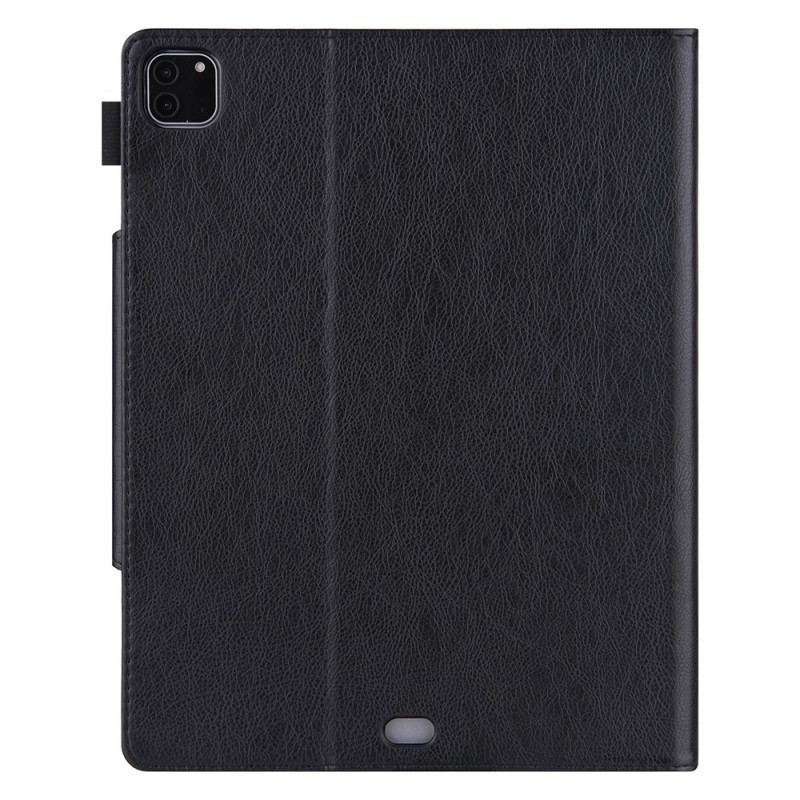 Capa De Couro Para iPad Pro 12.9" (2022) Fecho De Prata De Couro Falso