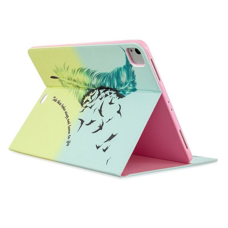 Capa Flip Para iPad Pro 12.9" (2022) Padrão De Impressão De Penas