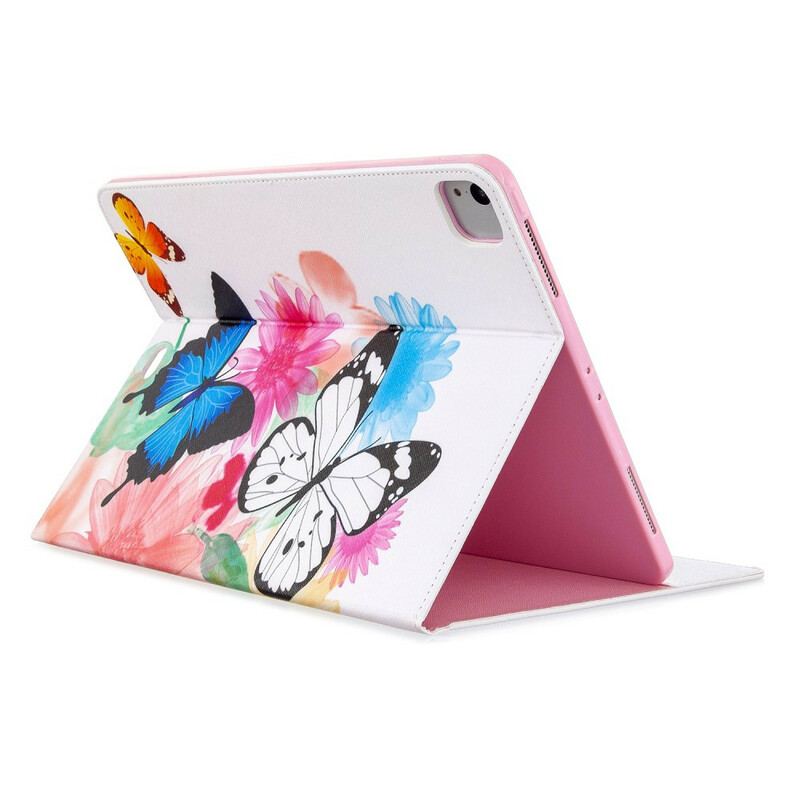 Capa Flip Para iPad Pro 12.9" (2022) Padrão Impresso Borboletas