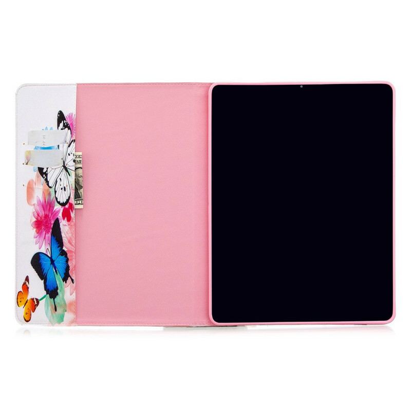 Capa Flip Para iPad Pro 12.9" (2022) Padrão Impresso Borboletas