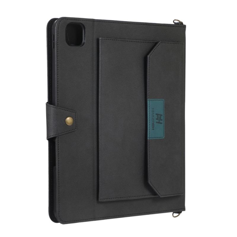 Capa Folio Para iPad Pro 12.9" (2022) Alça De Ombro Rfid Com Efeito De Couro