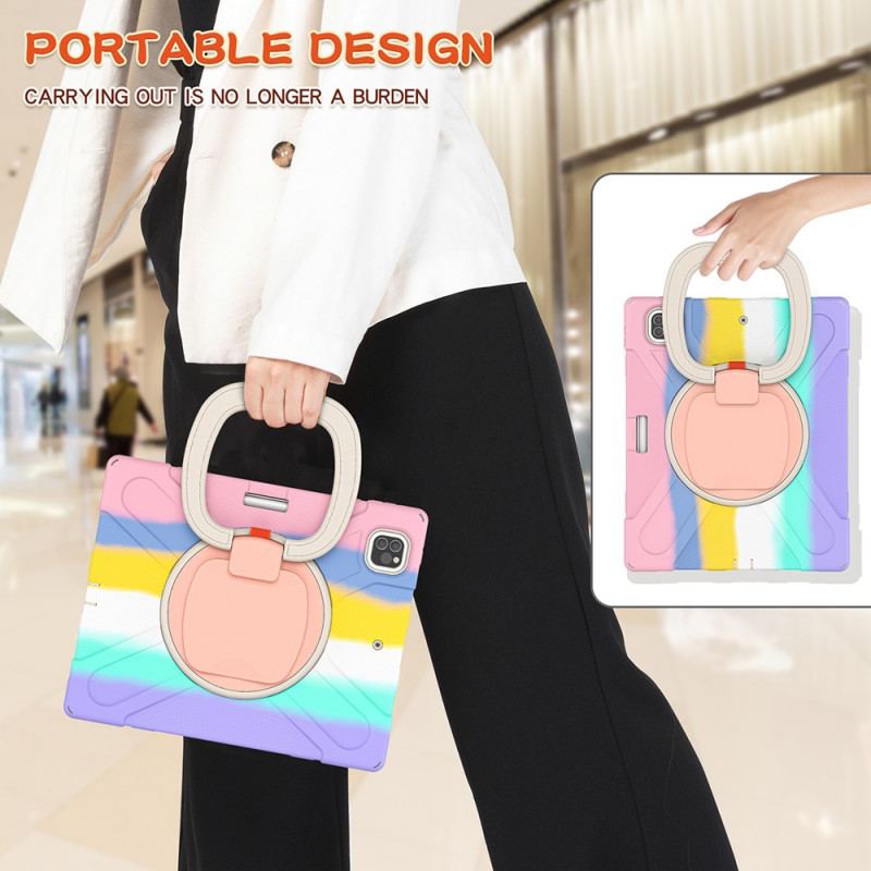 Capa Para iPad Pro 12.9" (2022) Cor De Suporte De Anel Giratório Ultra Resistente