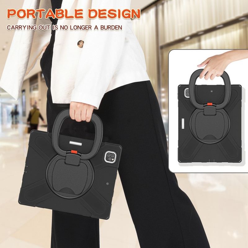 Capa Para iPad Pro 12.9" (2022) Suporte De Anel Giratório Ultra Resistente