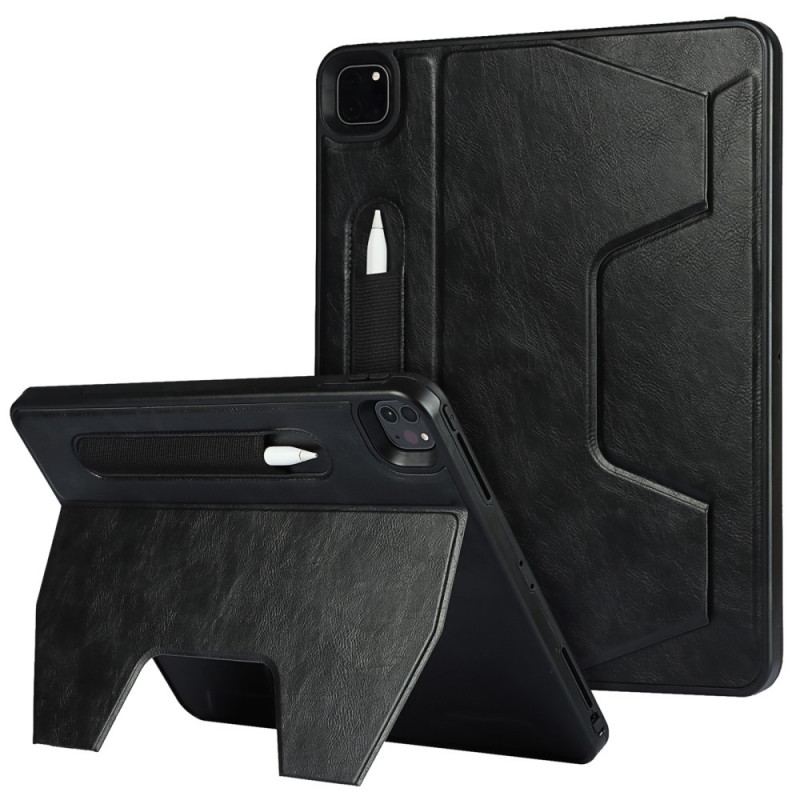 Capa Para iPad Pro 12.9" (2022) Suporte Mãos-livres Em Couro Sintético