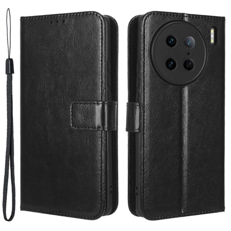 Capa De Couro Para Vivo X90 Pro Couro Falso Chamativo