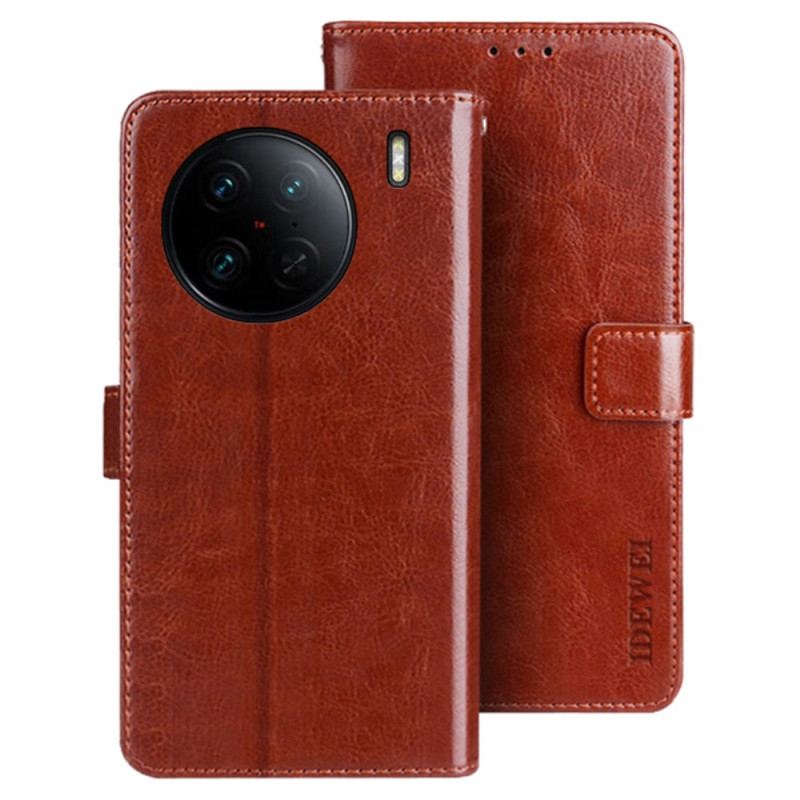 Capa De Couro Para Vivo X90 Pro Imitação De Couro Idewei