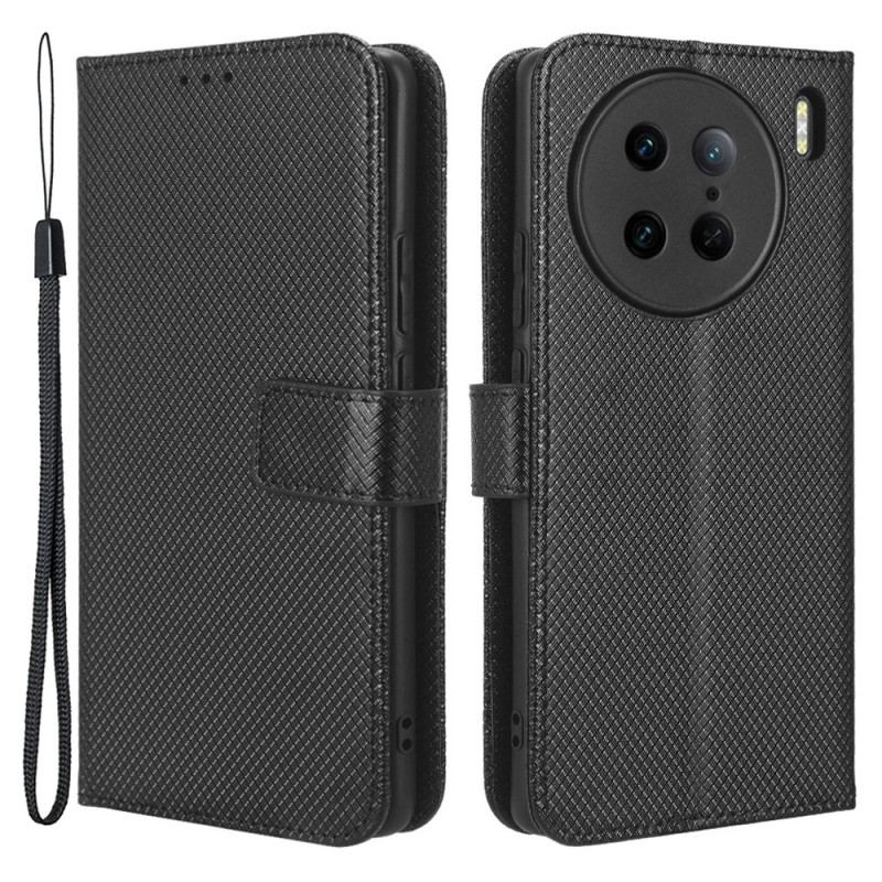 Capa Flip Para Vivo X90 Pro De Cordão Seleção De Correia