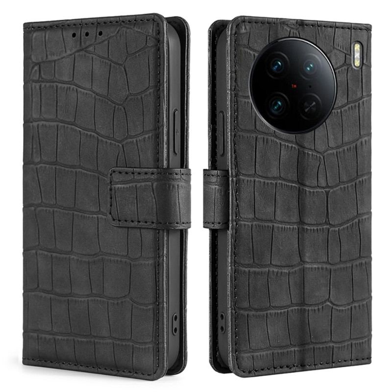 Capa Flip Para Vivo X90 Pro Crocodilo