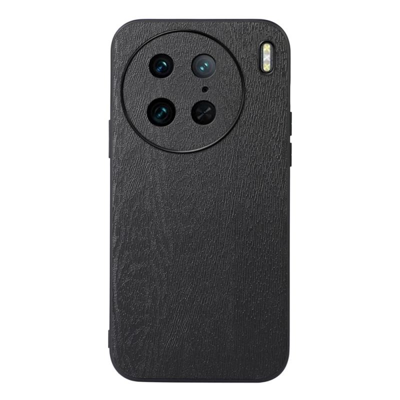 Capa Para Vivo X90 Pro Couro Sintético Efeito De Madeira