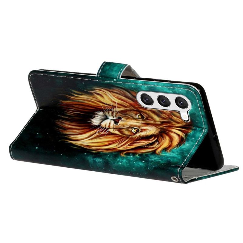 Capa De Couro Para Samsung Galaxy S23 Plus 5G De Cordão Cordão Leão