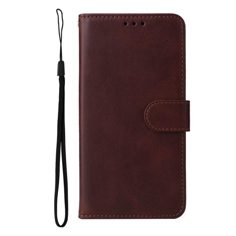 Capa De Couro Para Samsung Galaxy S23 Plus 5G De Cordão Simples Com Alça